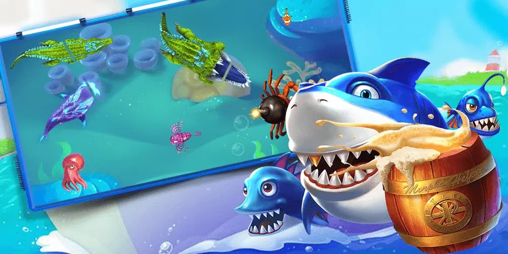 Arena arcade tembak ikan dengan target bawah laut